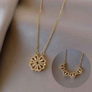 ☆HOST PICK☆ Gold Hearts Clover Necklace Convertible Pendant 18K